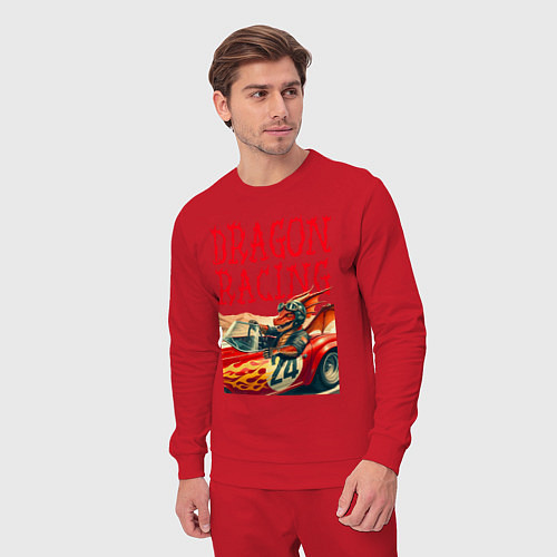 Мужской костюм Dragon cool racer - ai art / Красный – фото 3