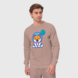 Костюм хлопковый мужской Space doggy, цвет: пыльно-розовый — фото 2