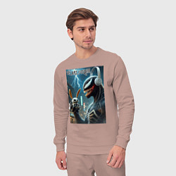 Костюм хлопковый мужской Symbiote and rabbit - we are venom meme, цвет: пыльно-розовый — фото 2