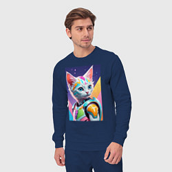 Костюм хлопковый мужской Котик в стиле киберпанк, цвет: тёмно-синий — фото 2