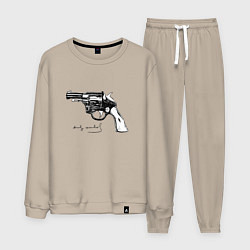 Костюм хлопковый мужской Andy Warhol revolver sketch, цвет: миндальный