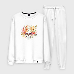 Мужской костюм Акварельный череп с цветами