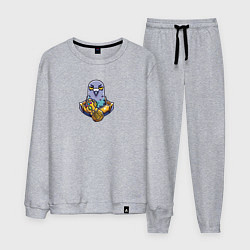 Костюм хлопковый мужской Хмурый голубь с перчаткой бесконечности, цвет: меланж