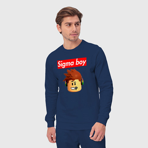 Мужской костюм Sigma boy roblox head - мем Роблокс Сигма бой / Тёмно-синий – фото 3