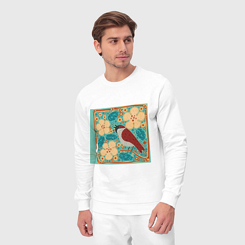 Мужской костюм Воробей на ветке яблони / Белый – фото 3