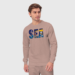 Костюм хлопковый мужской Парусник на морских волнах, цвет: пыльно-розовый — фото 2