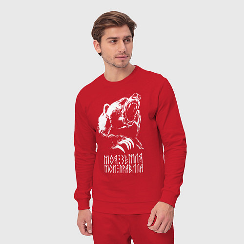 Мужской костюм Моя земля мои правила: медведь / Красный – фото 3