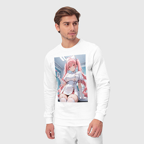 Мужской костюм Медсестричка сделает тебе укол любви / Белый – фото 3