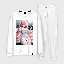 Костюм хлопковый мужской Медсестричка сделает тебе укол любви, цвет: белый