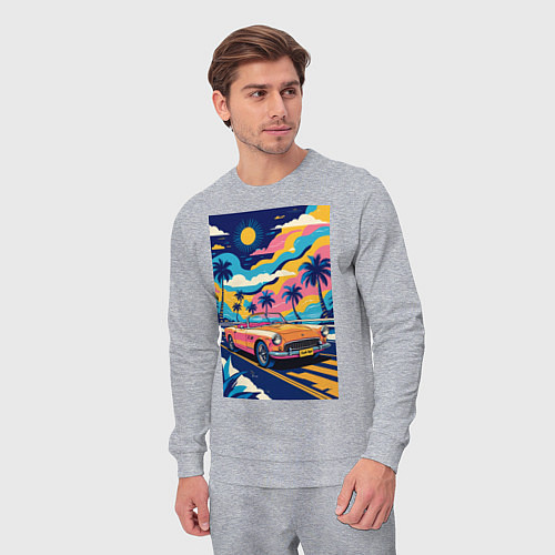 Мужской костюм Кабриолет едет по тропическому острову / Меланж – фото 3