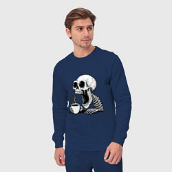 Костюм хлопковый мужской Skeleton with coffee, цвет: тёмно-синий — фото 2