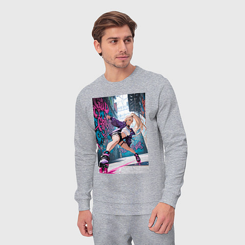 Мужской костюм Девушка на роликах исполняет трюки / Меланж – фото 3