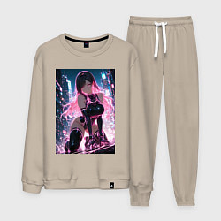 Костюм хлопковый мужской Тифа Локхарт из Final Fantasy VII в стиле киберпан, цвет: миндальный