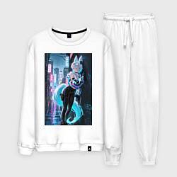 Костюм хлопковый мужской Лиса наемник в стиле Cyberpunk, цвет: белый