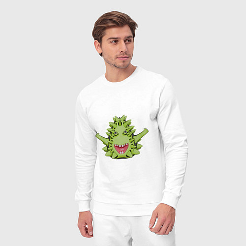 Мужской костюм Cartoon monster with spikes green / Белый – фото 3