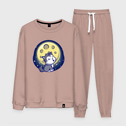 Костюм хлопковый мужской Moon wolf, цвет: пыльно-розовый
