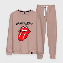 Костюм хлопковый мужской Rolling Stones - logo, цвет: пыльно-розовый