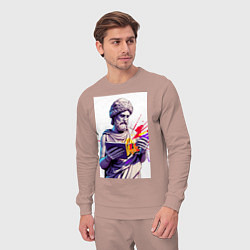 Костюм хлопковый мужской Античная статуя и граффити, цвет: пыльно-розовый — фото 2