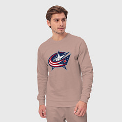 Костюм хлопковый мужской Columbus blue jackets - hockey team - emblem, цвет: пыльно-розовый — фото 2