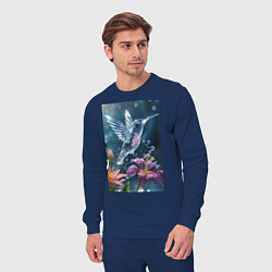 Костюм хлопковый мужской Колибри у цветка, цвет: тёмно-синий — фото 2