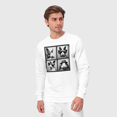 Мужской костюм Кролик в фотобудке / Белый – фото 3