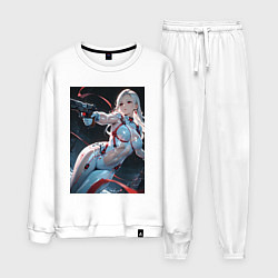Костюм хлопковый мужской Девушка-наемница, цвет: белый