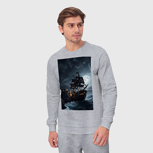 Мужской костюм Пиратский корабль в шторм / Меланж – фото 3