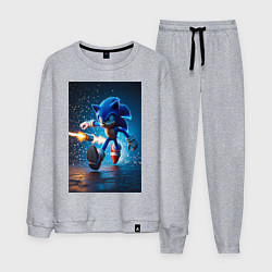 Костюм хлопковый мужской Соник убегает от ракет, цвет: меланж