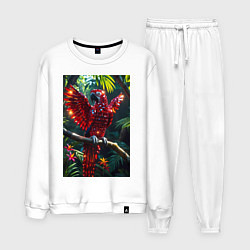 Костюм хлопковый мужской Попугай из драгоценных камней, цвет: белый