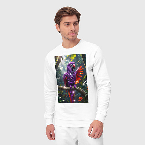 Мужской костюм Попугай из драгоценных камней / Белый – фото 3