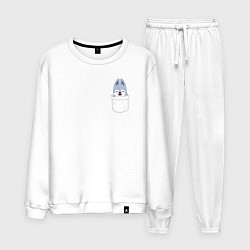 Костюм хлопковый мужской Wolf Chan in pocket, цвет: белый