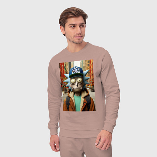 Мужской костюм Рик Санчес в Нью-Йорке - нейроарт / Пыльно-розовый – фото 3