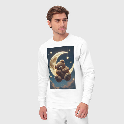 Мужской костюм Плюшевый мишка сидит на Луне / Белый – фото 3