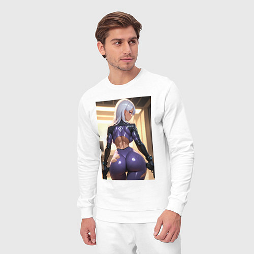 Мужской костюм Девушка-киллер с двумя пистолетами / Белый – фото 3