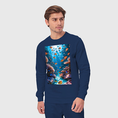 Мужской костюм Подводный коралловый риф с рыбками / Тёмно-синий – фото 3