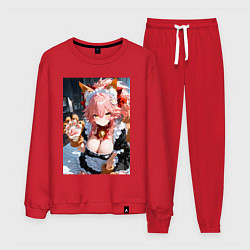 Костюм хлопковый мужской Фейт Тамамо в костюме горничной, цвет: красный