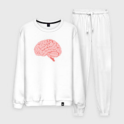 Костюм хлопковый мужской Мозг иллюстрация, цвет: белый
