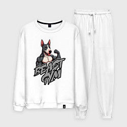 Костюм хлопковый мужской Beast gym dog, цвет: белый