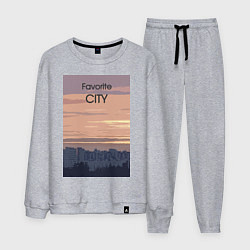 Костюм хлопковый мужской Favorite city с городским пейзажем, цвет: меланж