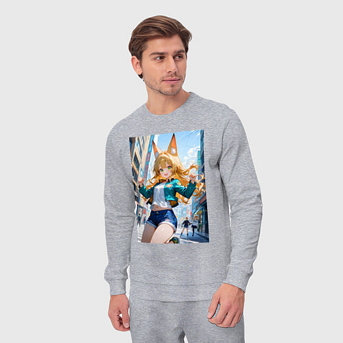 Мужской костюм Позитивная лисичка поднимающая настроение / Меланж – фото 3