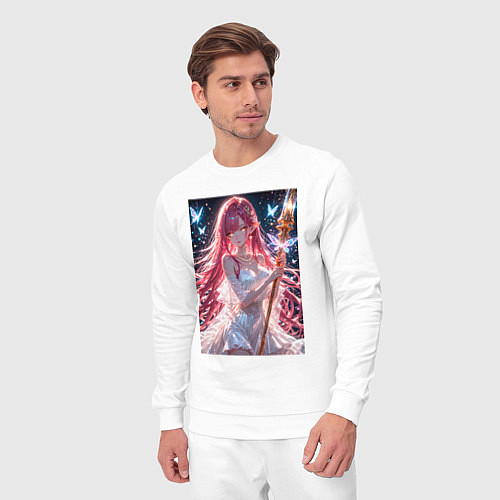 Мужской костюм Сияющая фея с крыльями и бабочками / Белый – фото 3