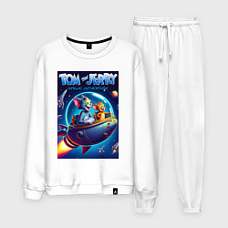 Костюм хлопковый мужской Tom and Jerry - space adventure, цвет: белый