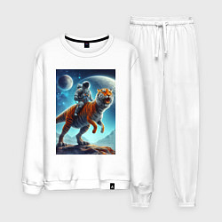 Костюм хлопковый мужской Космонавт верхом на тигрозавре - затерянная планет, цвет: белый