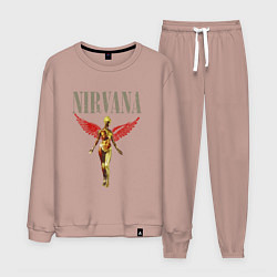Костюм хлопковый мужской Rock nirvana in utero, цвет: пыльно-розовый
