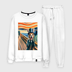 Костюм хлопковый мужской Кенгуру кричит - мем нейросеть, цвет: белый