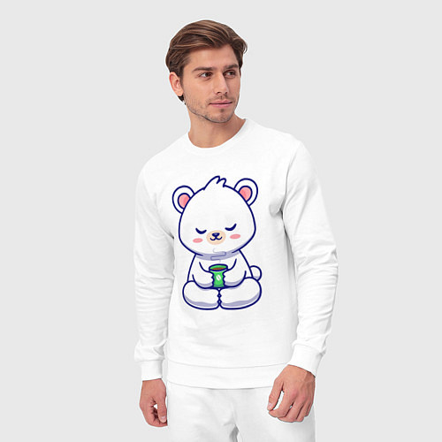 Мужской костюм Мишка на кофейном релаксе / Белый – фото 3