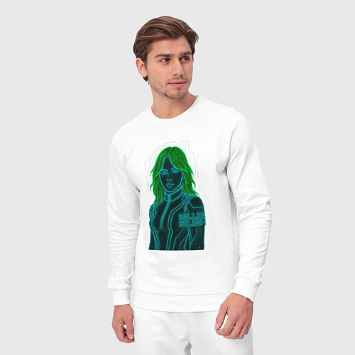 Мужской костюм Билли Айлиш из неоновых линий / Белый – фото 3