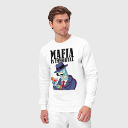 Костюм хлопковый мужской Мафиози Бендер - мафия бессмертна мем, цвет: белый — фото 2