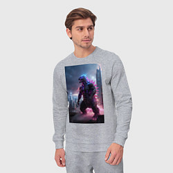 Костюм хлопковый мужской Годзилла посреди мегаполиса, цвет: меланж — фото 2