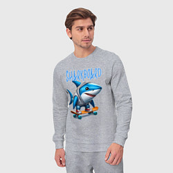 Костюм хлопковый мужской Акула крутой скейтбордист - нейроарт фантазия, цвет: меланж — фото 2